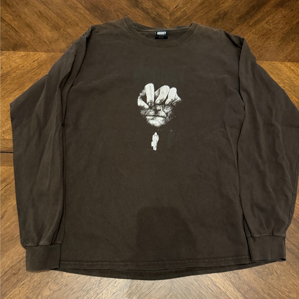 Hockey Skateboards Eyes Without a Face Long Sleeve Graphic T-Shirt Brown Mens L